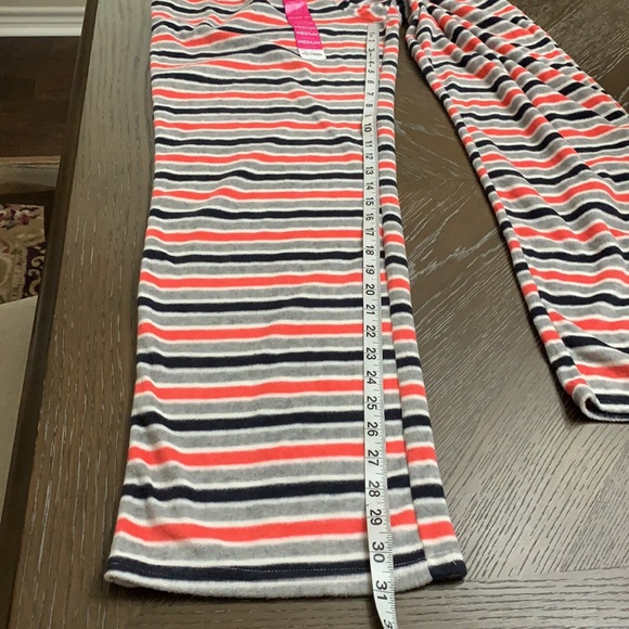 SO gray/black/coral striped soft and comfy fleece pajama pants - Picture 12 of 13